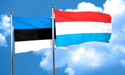 estonia flag with Luxembourg flag, 3D rendering