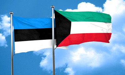 estonia flag with Kuwait flag, 3D rendering