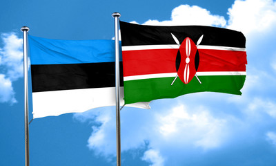 estonia flag with Kenya flag, 3D rendering