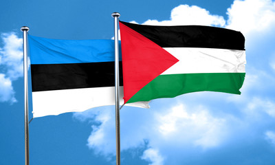 estonia flag with Palestine flag, 3D rendering