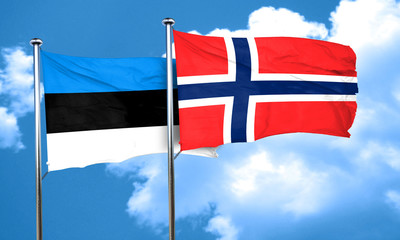 estonia flag with Norway flag, 3D rendering
