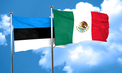 estonia flag with Mexico flag, 3D rendering