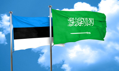 estonia flag with Saudi Arabia flag, 3D rendering