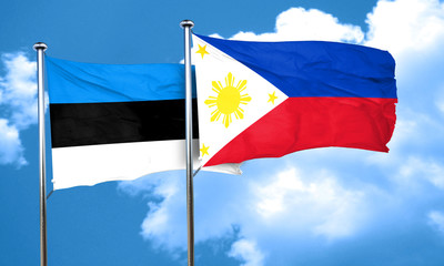 estonia flag with Philippines flag, 3D rendering