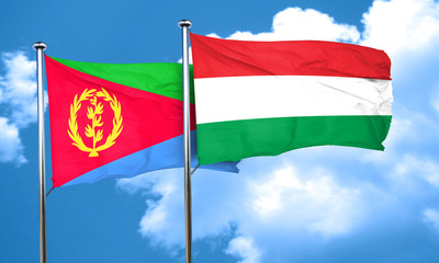 Eritrea flag with Hungary flag, 3D rendering