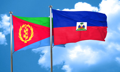 Eritrea flag with Haiti flag, 3D rendering