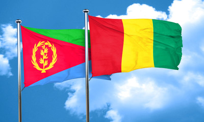 Eritrea flag with Guinea flag, 3D rendering