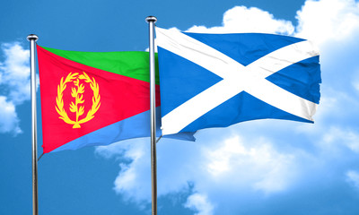 Eritrea flag with Scotland flag, 3D rendering