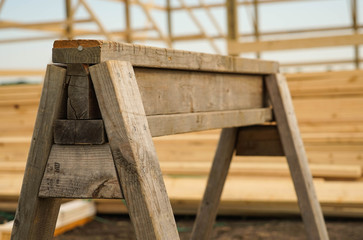 Sawhorse on construction site