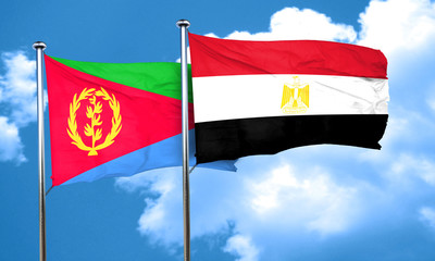 Eritrea flag with egypt flag, 3D rendering