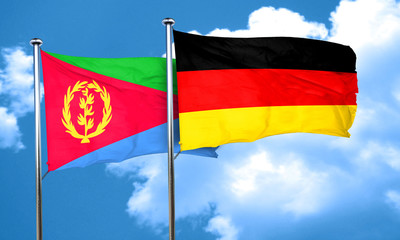 Eritrea flag with Germany flag, 3D rendering