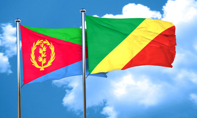 Eritrea flag with congo flag, 3D rendering