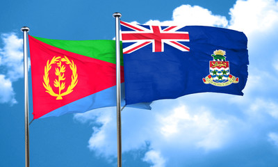 Eritrea flag with Cayman islands flag, 3D rendering