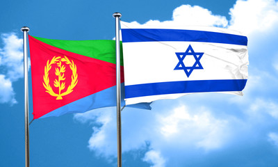 Eritrea flag with Israel flag, 3D rendering
