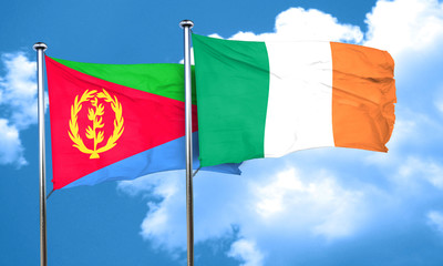 Eritrea flag with Ireland flag, 3D rendering