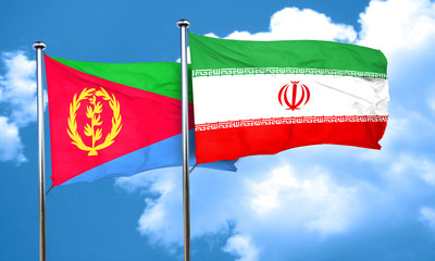 Eritrea flag with Iran flag, 3D rendering