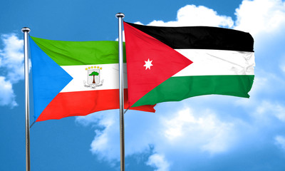 Equatorial guinea flag with Jordan flag, 3D rendering