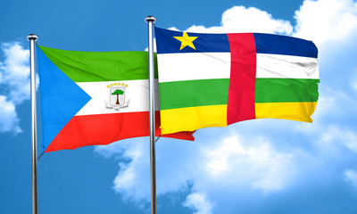 Equatorial guinea flag with Central African Republic flag, 3D re
