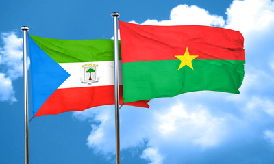 Equatorial guinea flag with Burkina Faso flag, 3D rendering