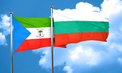 Equatorial guinea flag with Bulgaria flag, 3D rendering