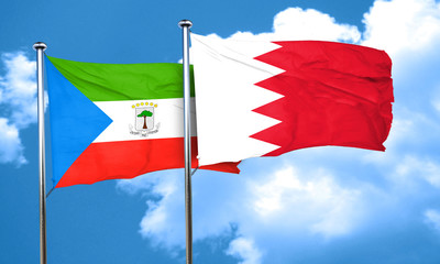 Equatorial guinea flag with Bahrain flag, 3D rendering