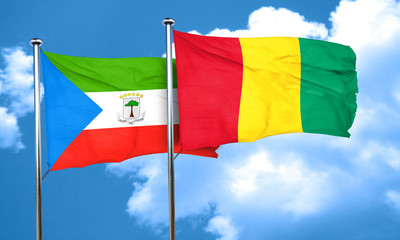 Equatorial guinea flag with Guinea flag, 3D rendering