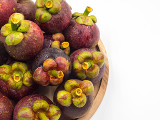 Mangosteen fruit on white background.Queen of Fruits