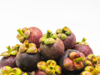 Mangosteen fruit on white background.Queen of Fruits