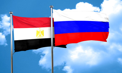 Egypt flag with Russia flag, 3D rendering