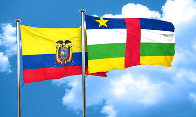 Ecuador flag with Central African Republic flag, 3D rendering