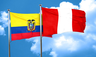 Ecuador flag with Peru flag, 3D rendering