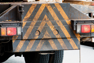 Heavy truck back view close up