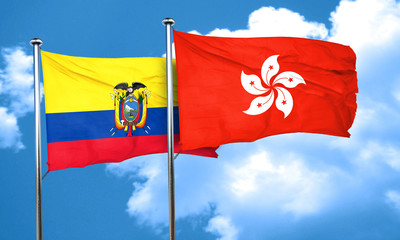 Ecuador flag with Hong Kong flag, 3D rendering