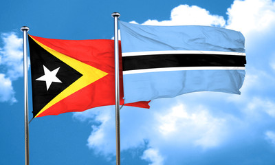 east timor flag with Botswana flag, 3D rendering