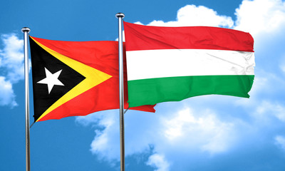 east timor flag with Hungary flag, 3D rendering