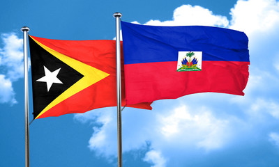 east timor flag with Haiti flag, 3D rendering