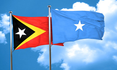 east timor flag with Somalia flag, 3D rendering