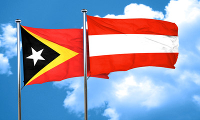east timor flag with Austria flag, 3D rendering