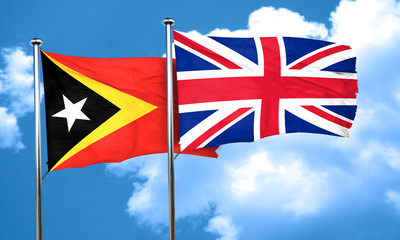 east timor flag with Great Britain flag, 3D rendering