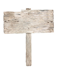 Old Wooden sign isolated on white background.