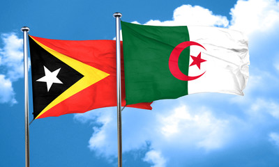 east timor flag with Algeria flag, 3D rendering