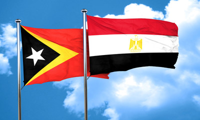east timor flag with egypt flag, 3D rendering