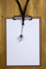 Whistle and paper for sports tactics