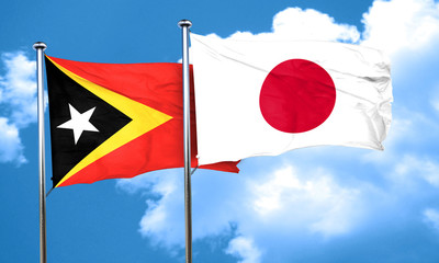 east timor flag with Japan flag, 3D rendering