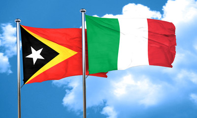 east timor flag with Italy flag, 3D rendering