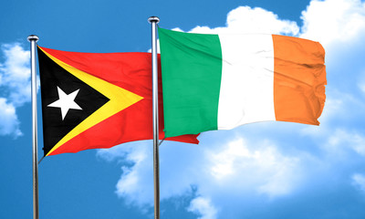 east timor flag with Ireland flag, 3D rendering