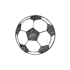 Fototapeta premium Football icon sketch. Soccer ball hand-drawn in doodles style