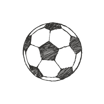Football icon sketch. Soccer ball hand-drawn in doodles style