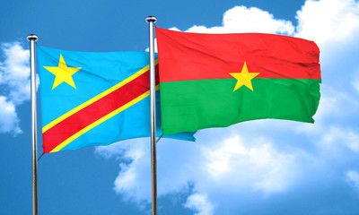 Democratic republic of the congo flag with Burkina Faso flag, 3D