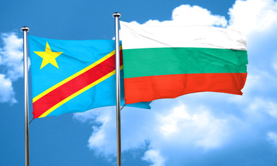 Democratic republic of the congo flag with Bulgaria flag, 3D ren